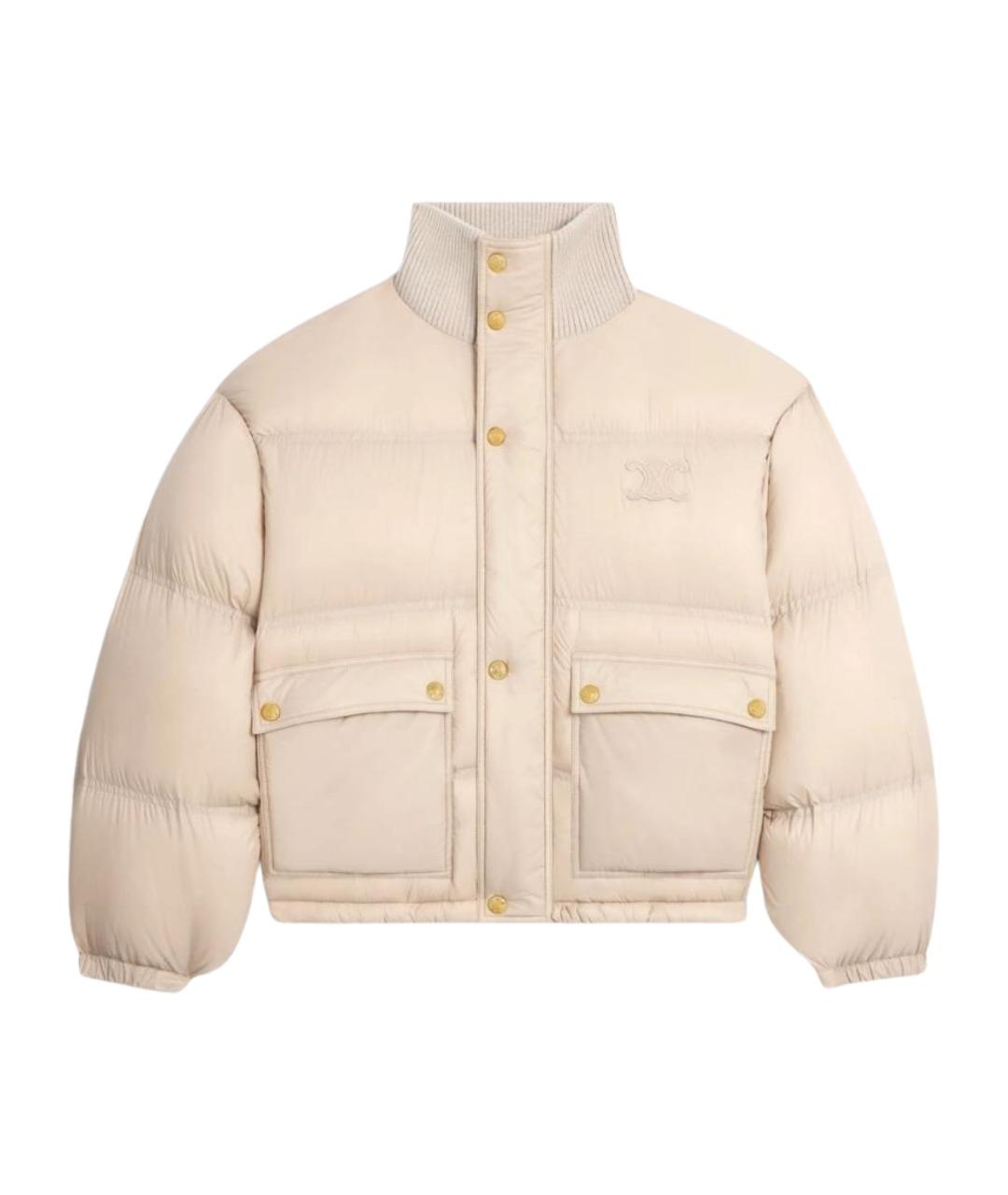 CELINE Бежевый полиамидовый пуховик, фото 1