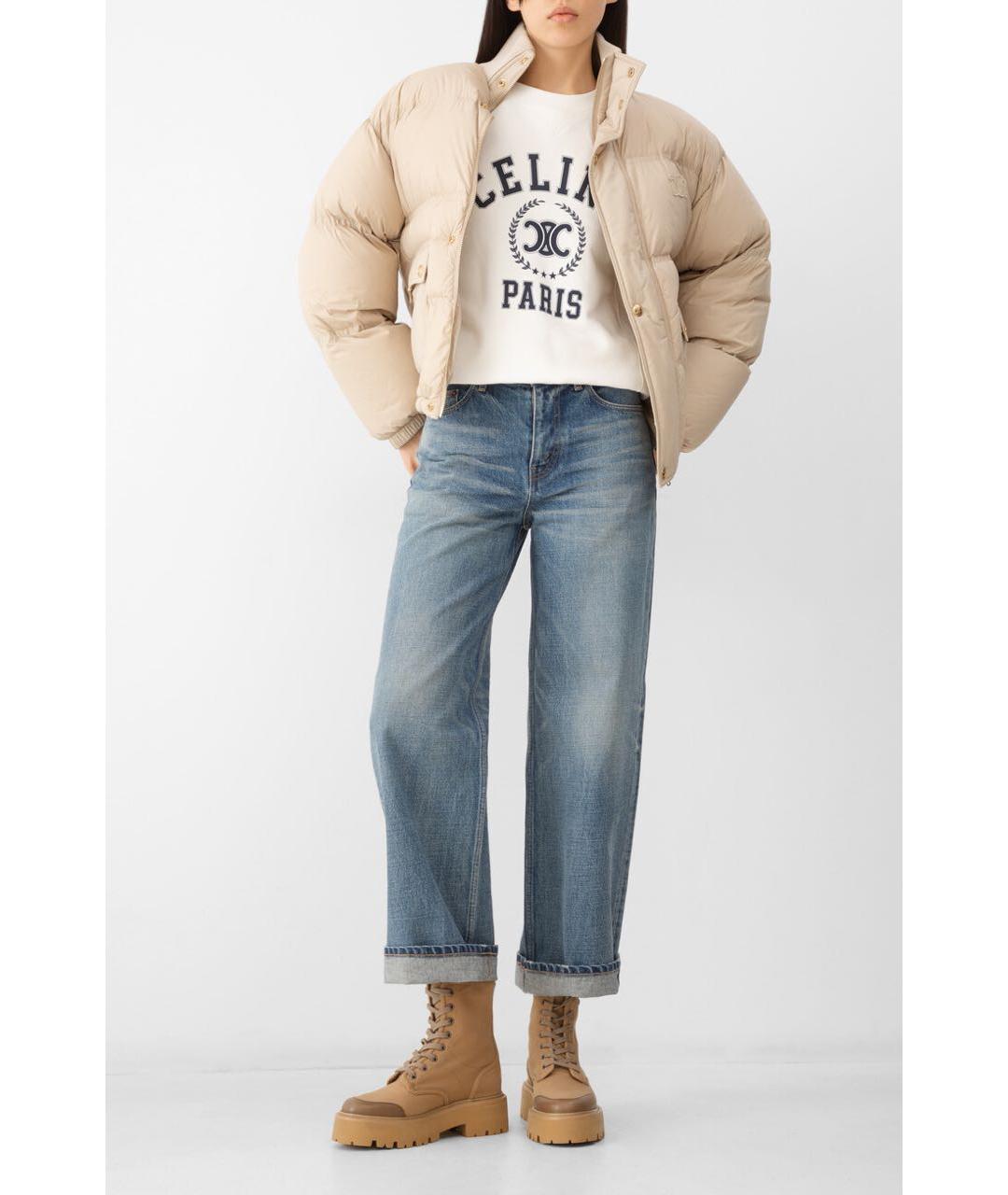 CELINE Бежевый полиамидовый пуховик, фото 2