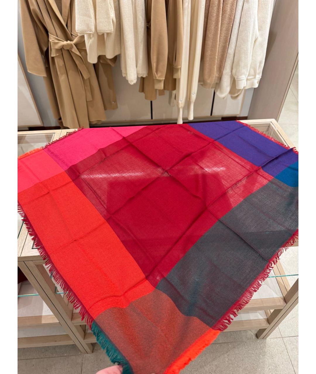 LORO PIANA Бордовый кашемировый платок, фото 7