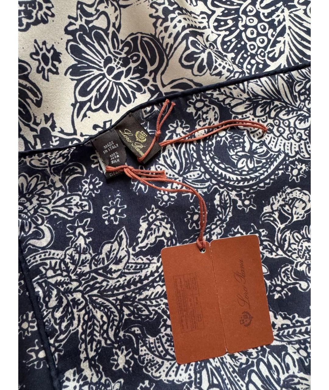 LORO PIANA Темно-синий шелковый платок, фото 4