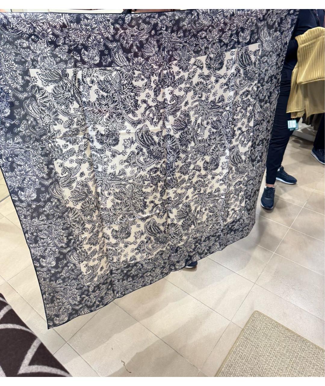 LORO PIANA Темно-синий шелковый платок, фото 7