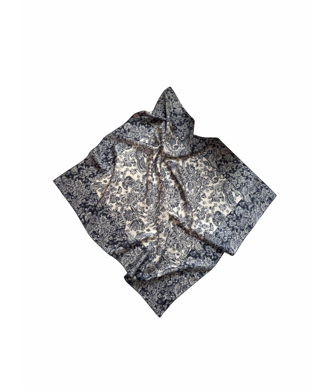 LORO PIANA Темно-синий шелковый платок, фото 1