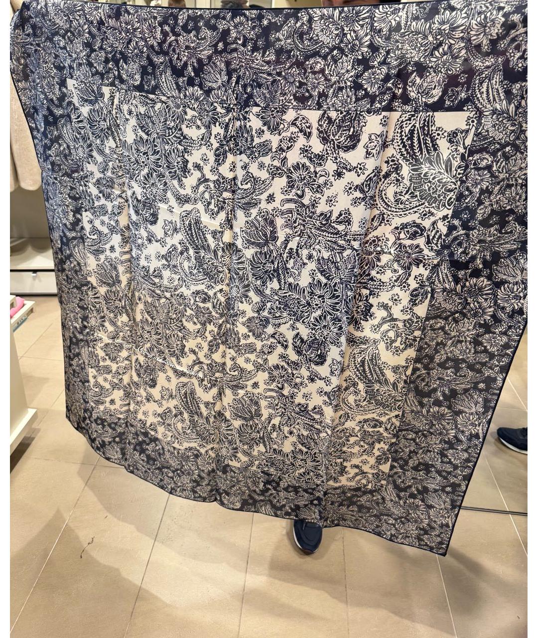 LORO PIANA Темно-синий шелковый платок, фото 8