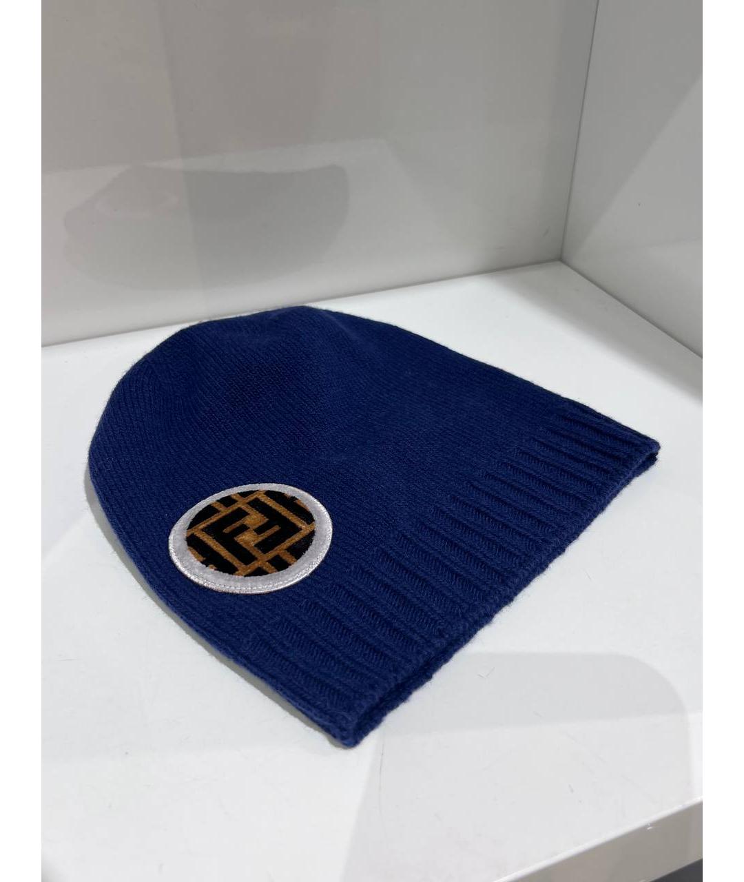 FENDI Синяя шерстяная шапка, фото 4