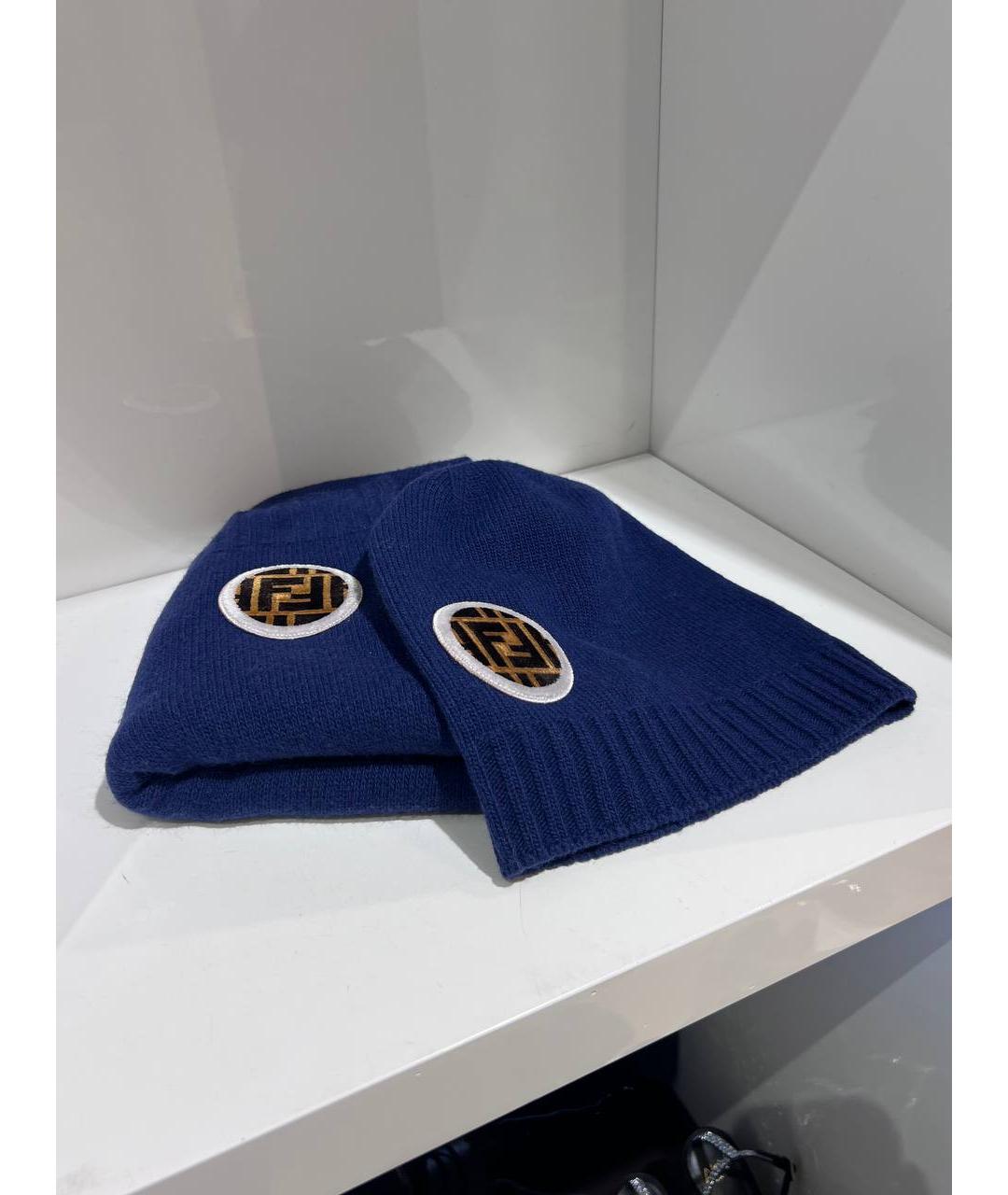 FENDI Синяя шерстяная шапка, фото 3