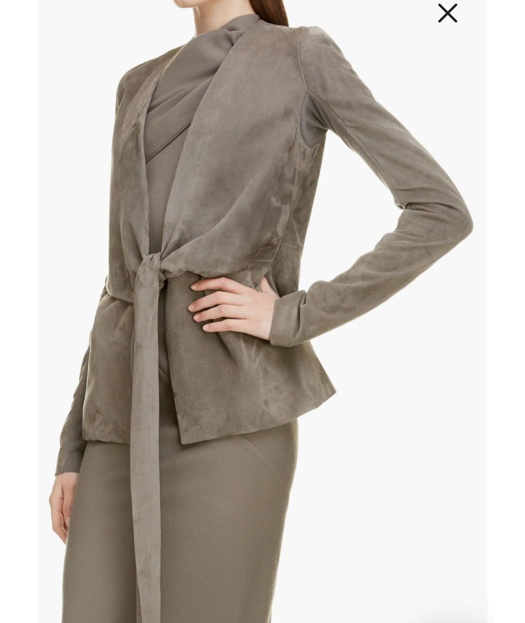 RICK OWENS Хаки замшевый кардиган, фото 4