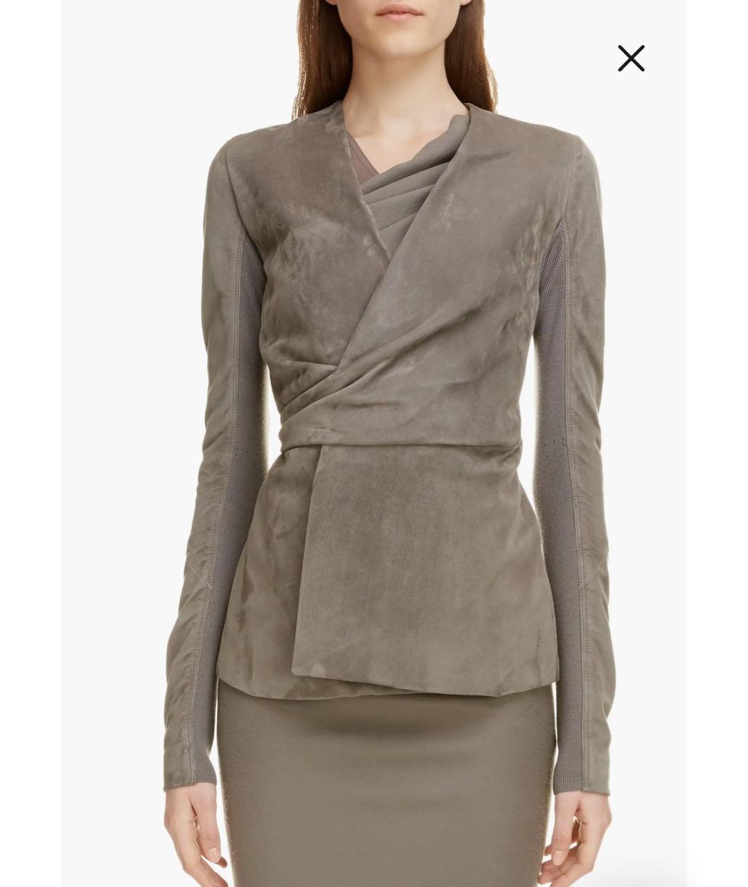 RICK OWENS Хаки замшевый кардиган, фото 2