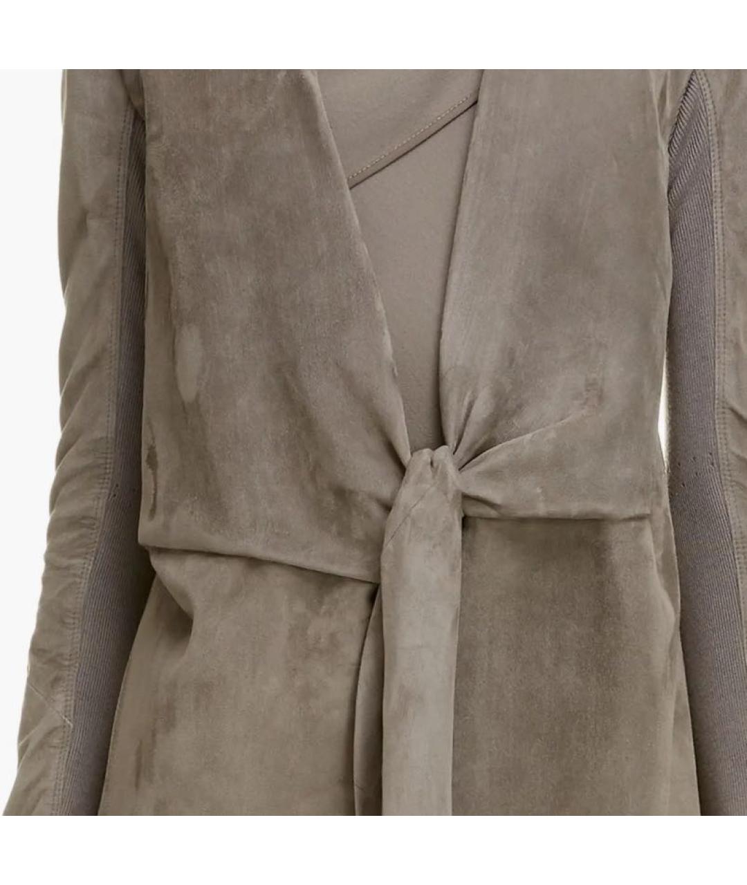 RICK OWENS Хаки замшевый кардиган, фото 3