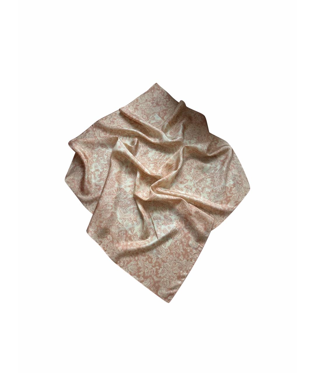 LORO PIANA Коралловый шелковый платок, фото 1