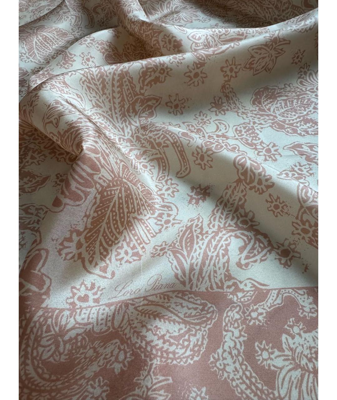 LORO PIANA Коралловый шелковый платок, фото 6