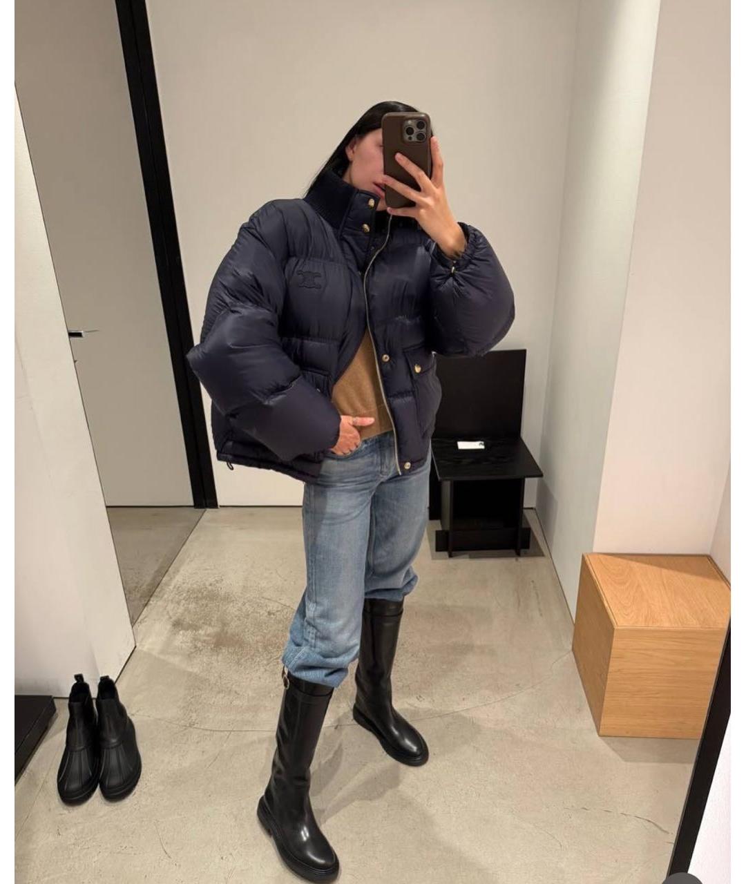 CELINE Синий полиамидовый пуховик, фото 5