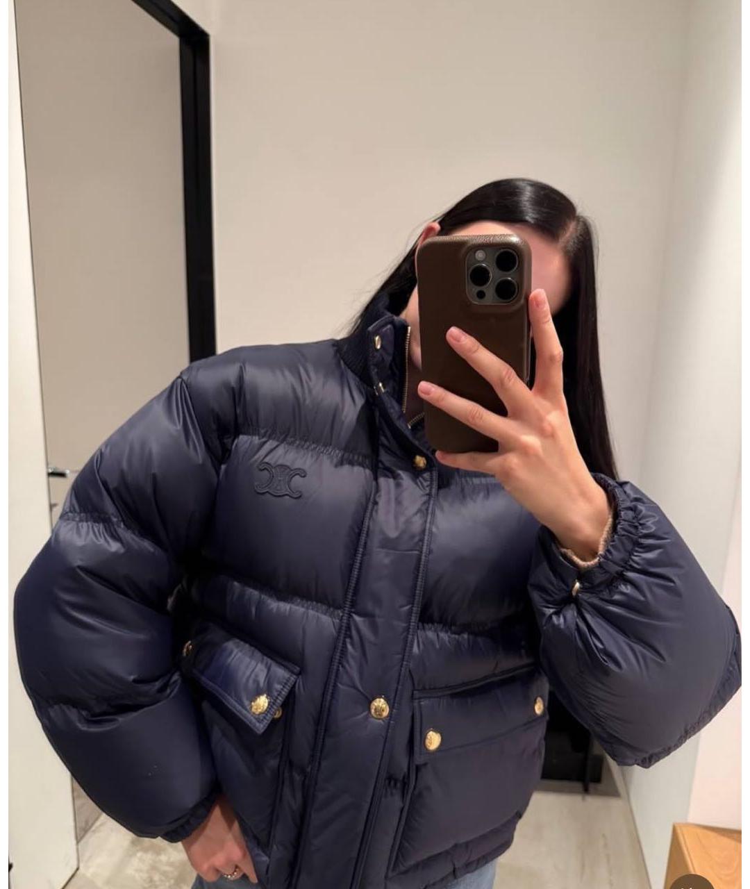 CELINE Синий полиамидовый пуховик, фото 6