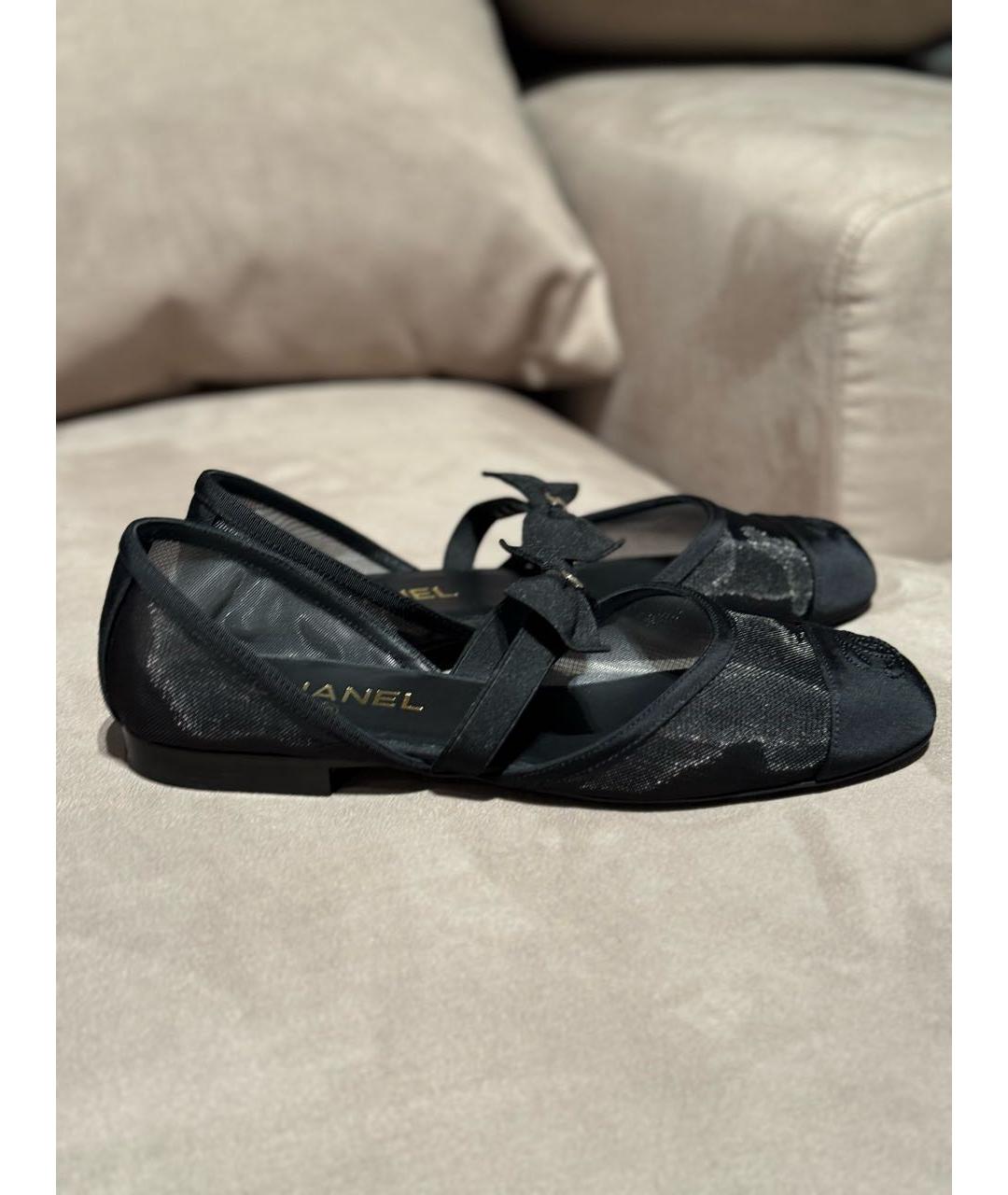 CHANEL Черные текстильные балетки, фото 9
