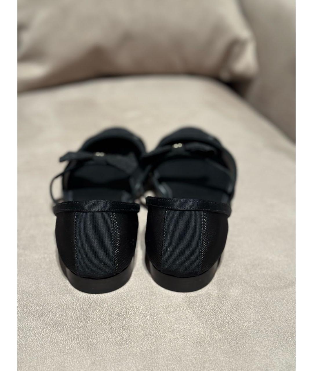 CHANEL Черные текстильные балетки, фото 5