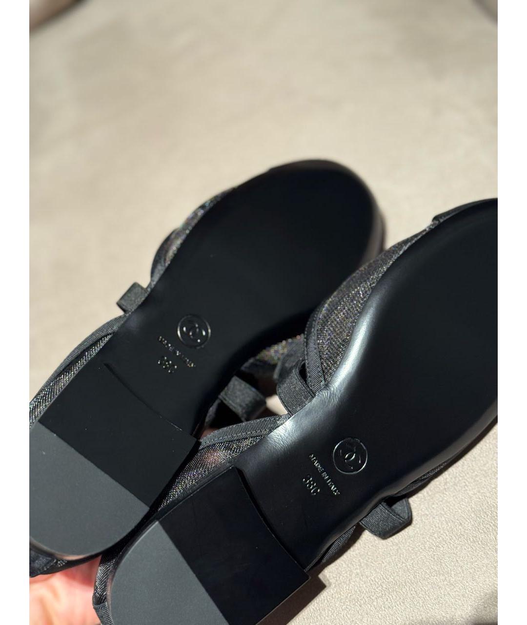 CHANEL Черные текстильные балетки, фото 4