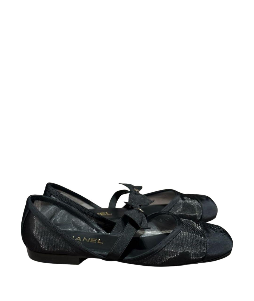 CHANEL Черные текстильные балетки, фото 1