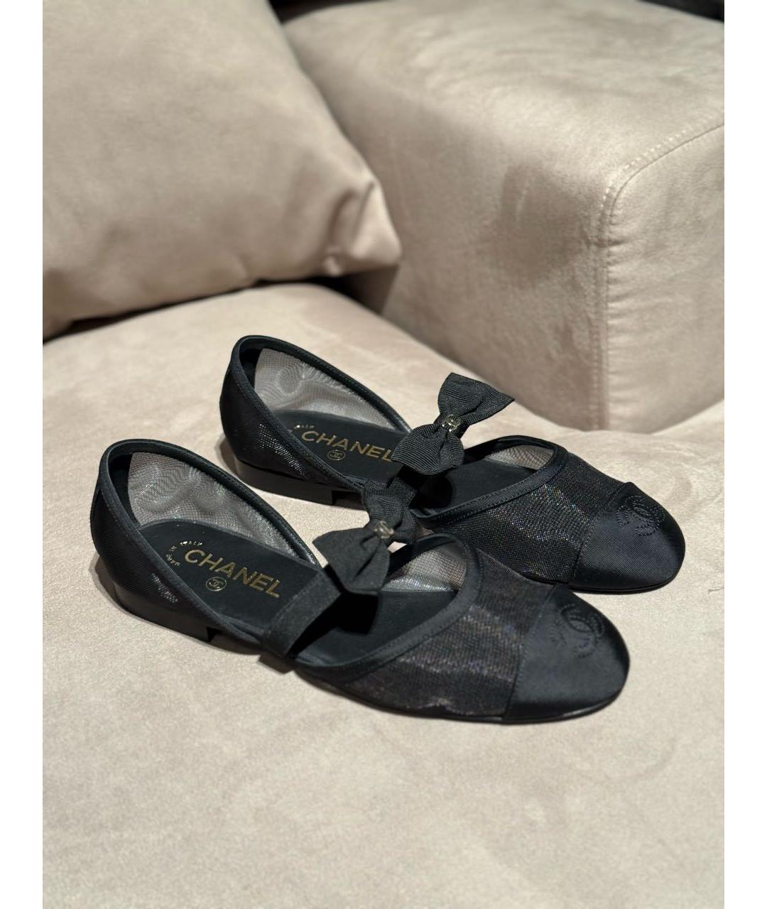 CHANEL Черные текстильные балетки, фото 8