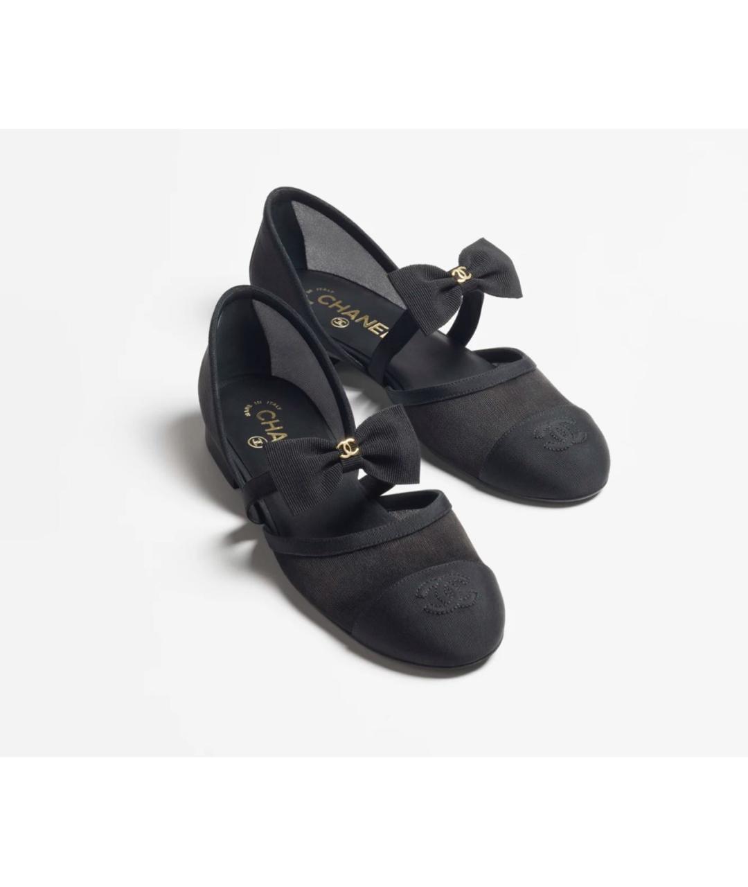 CHANEL Черные текстильные балетки, фото 2