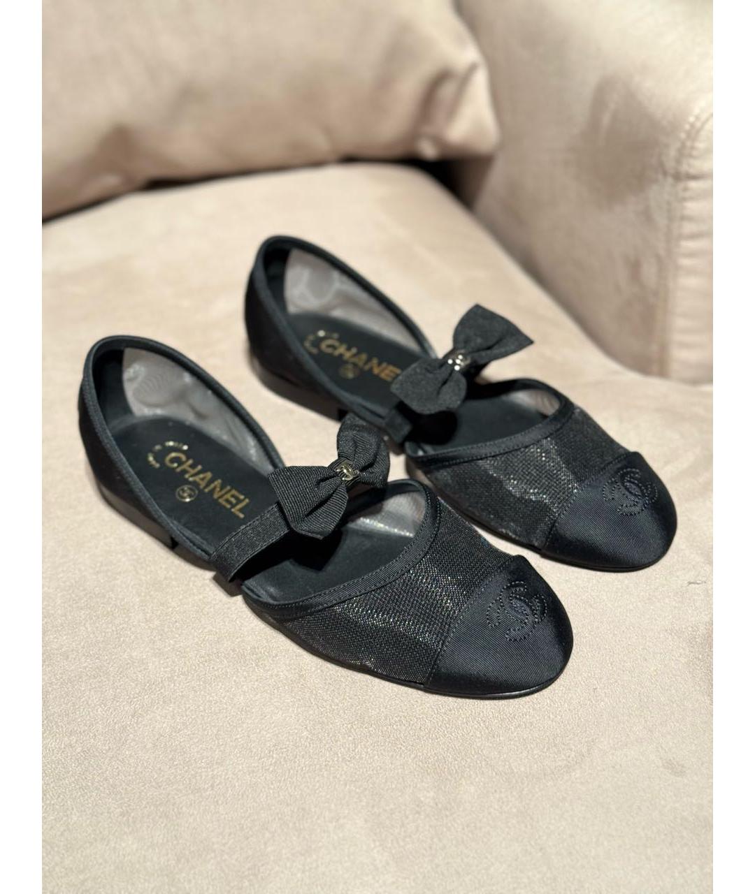 CHANEL Черные текстильные балетки, фото 3