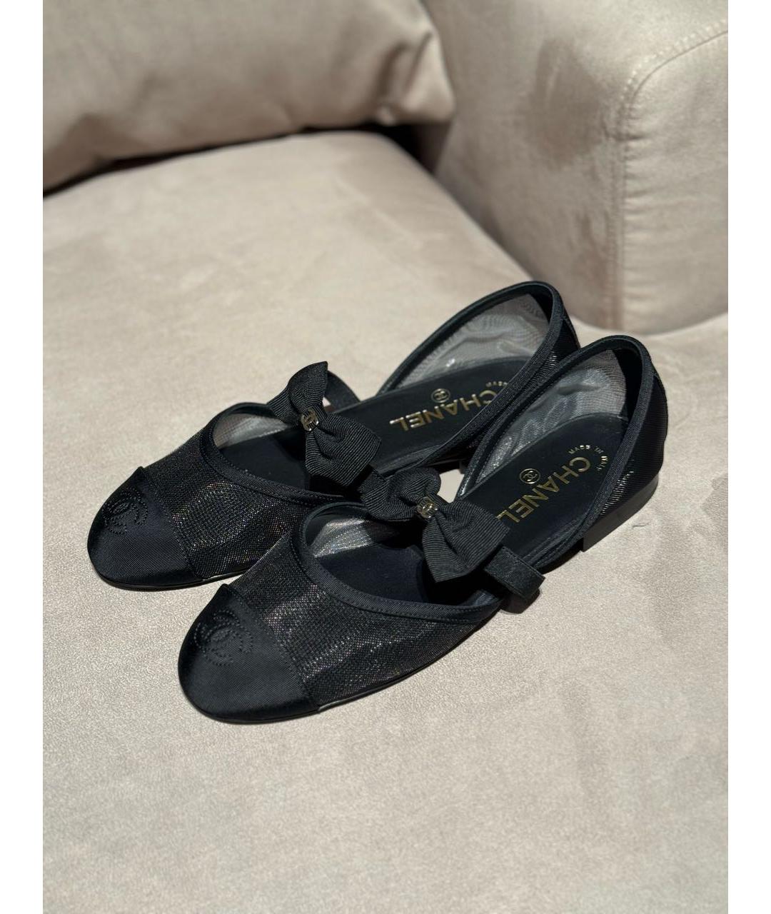 CHANEL Черные текстильные балетки, фото 7