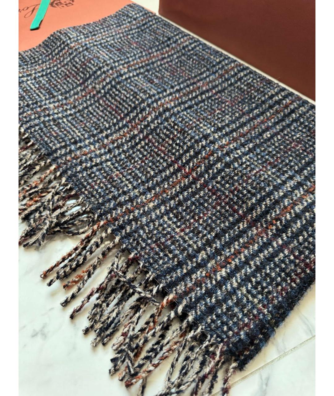 LORO PIANA Темно-синий кашемировый шарф, фото 2