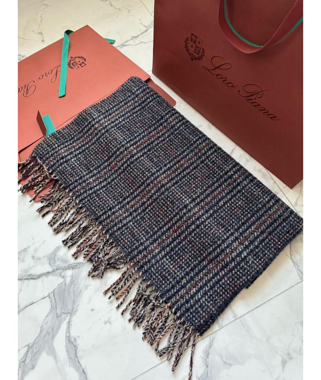 LORO PIANA Темно-синий кашемировый шарф, фото 9