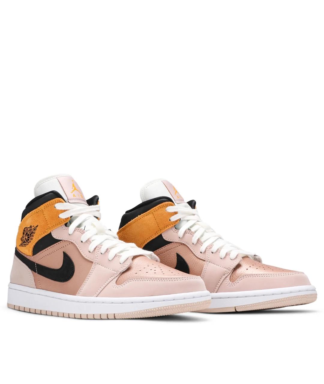 JORDAN Коричневые кожаные высокие кроссовки / кеды, фото 2