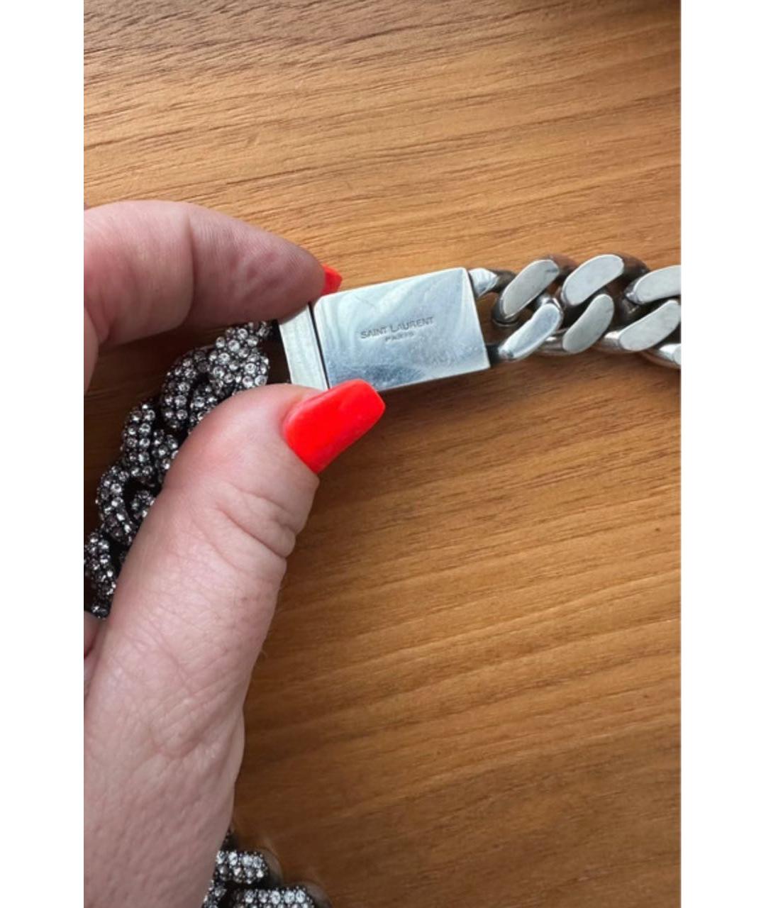 SAINT LAURENT Серебряное металлическое колье, фото 4