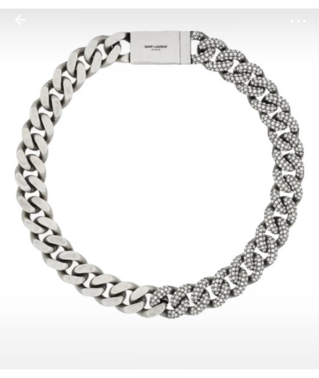 SAINT LAURENT Серебряное металлическое колье, фото 7