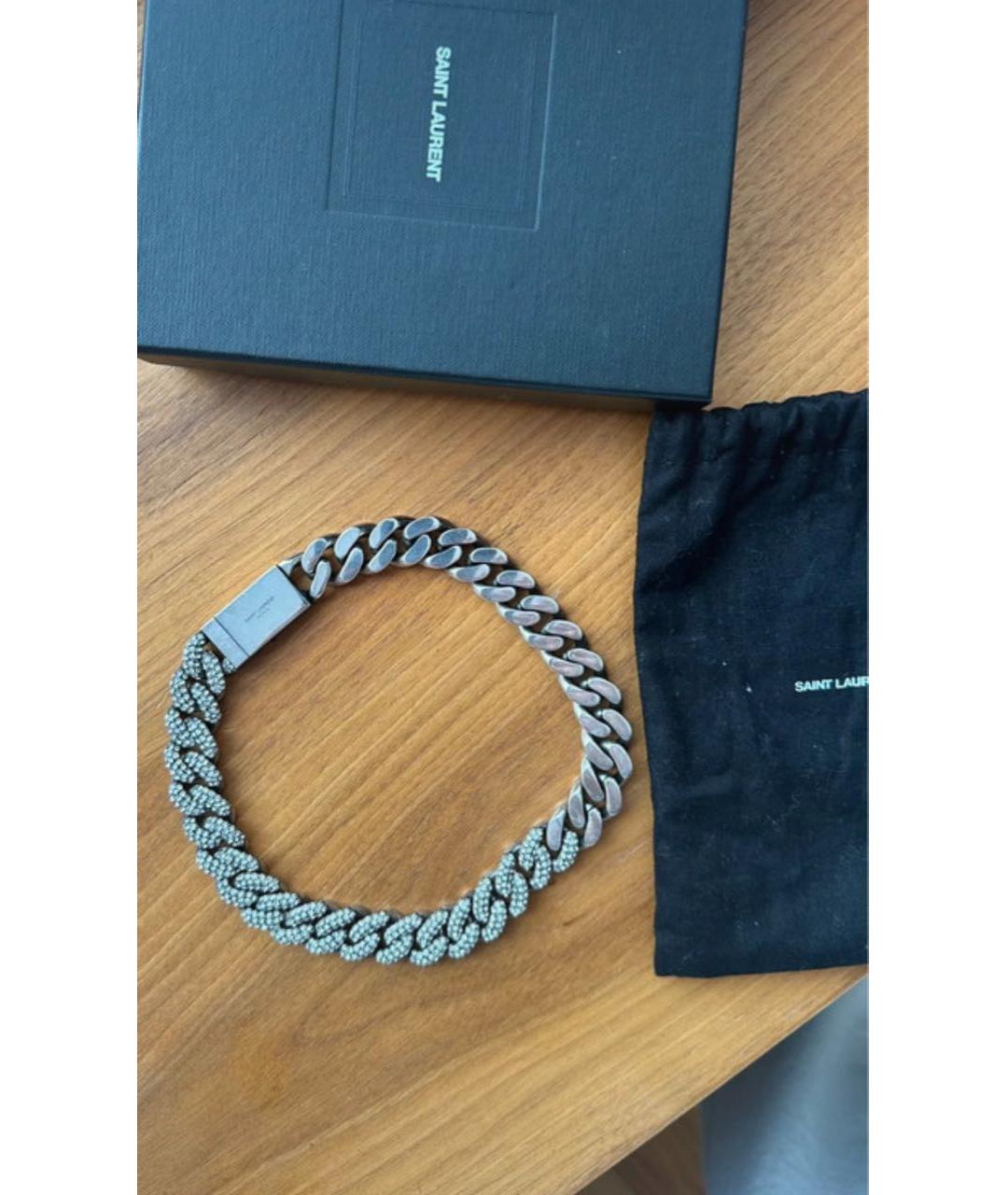 SAINT LAURENT Серебряное металлическое колье, фото 6