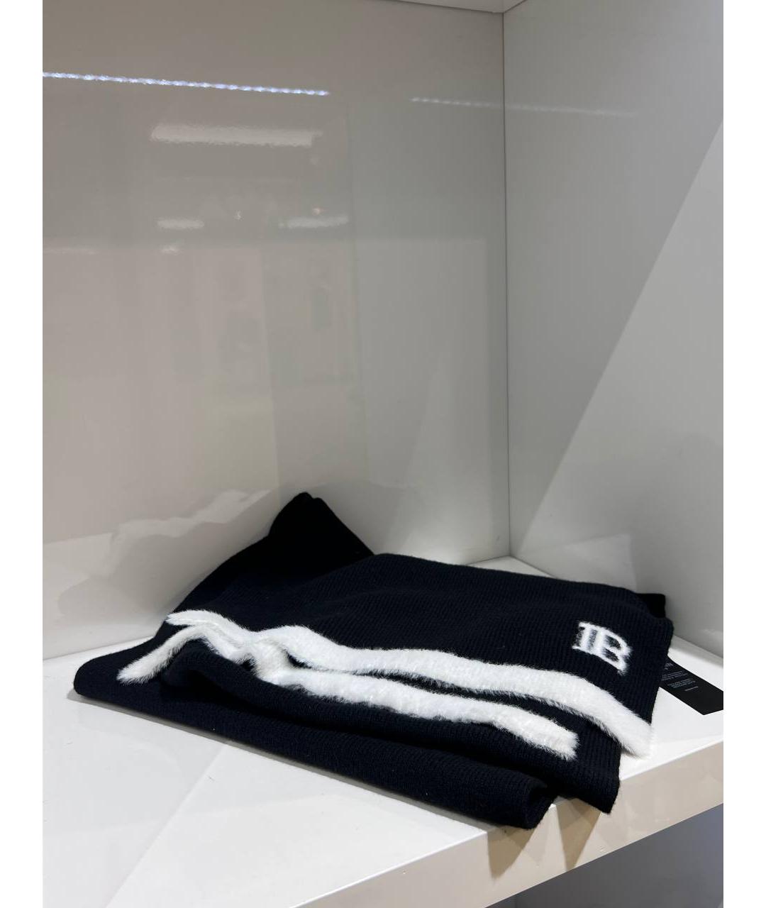 BALMAIN Черный шерстяной шарф, фото 3