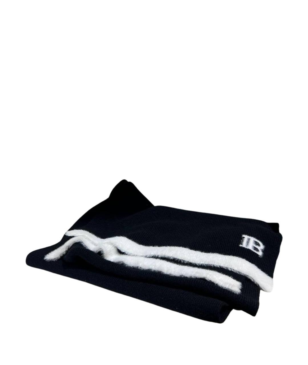 BALMAIN Черный шерстяной шарф, фото 1