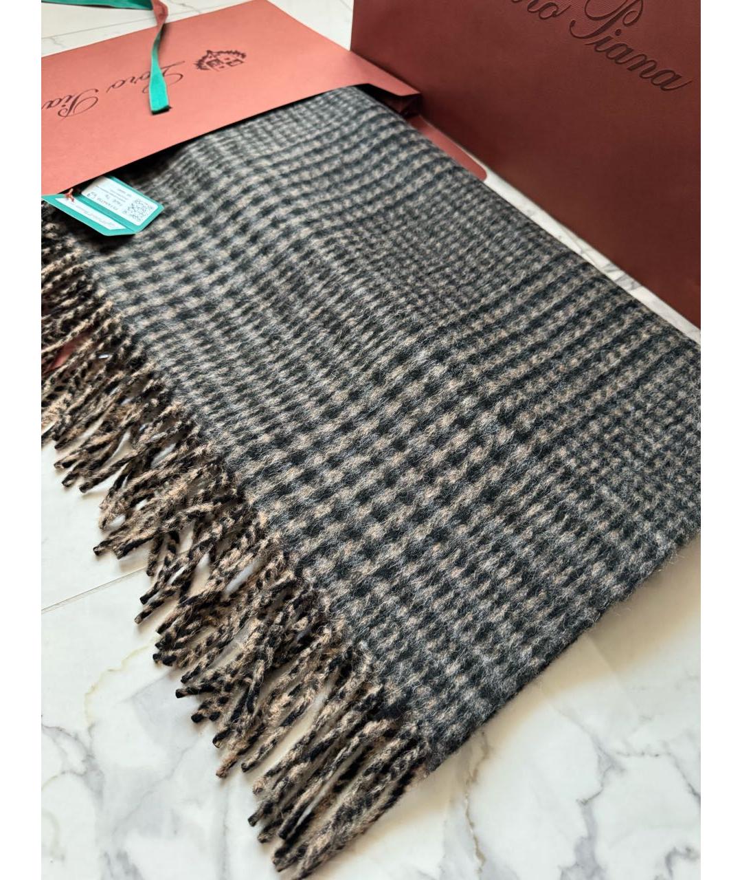 LORO PIANA Коричневый кашемировый шарф, фото 5