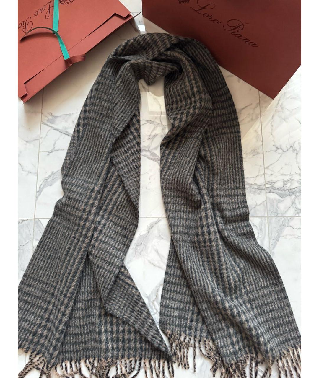 LORO PIANA Коричневый кашемировый шарф, фото 2