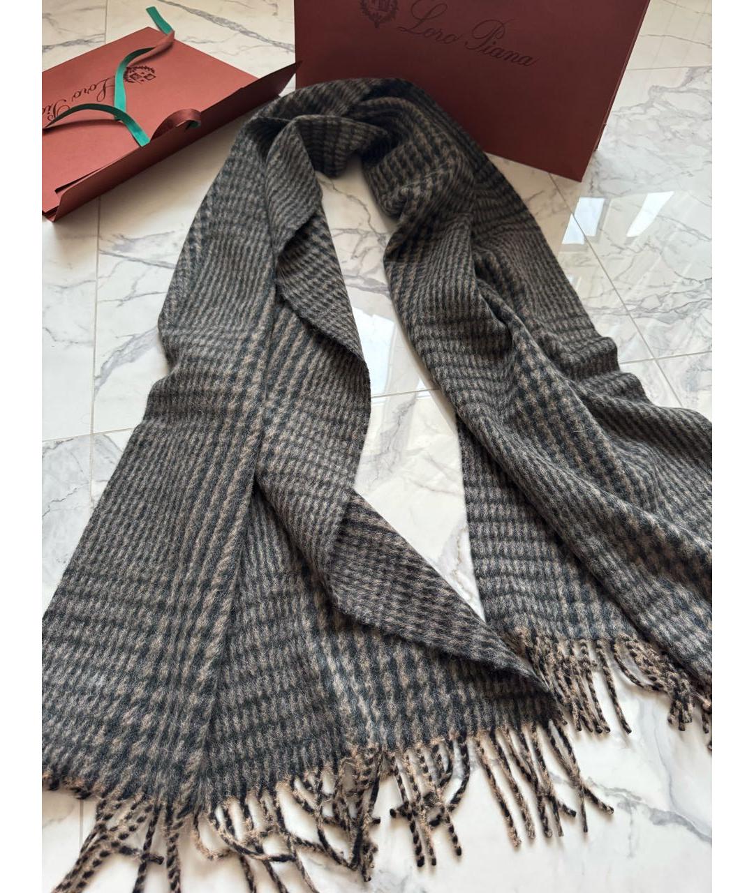 LORO PIANA Коричневый кашемировый шарф, фото 6