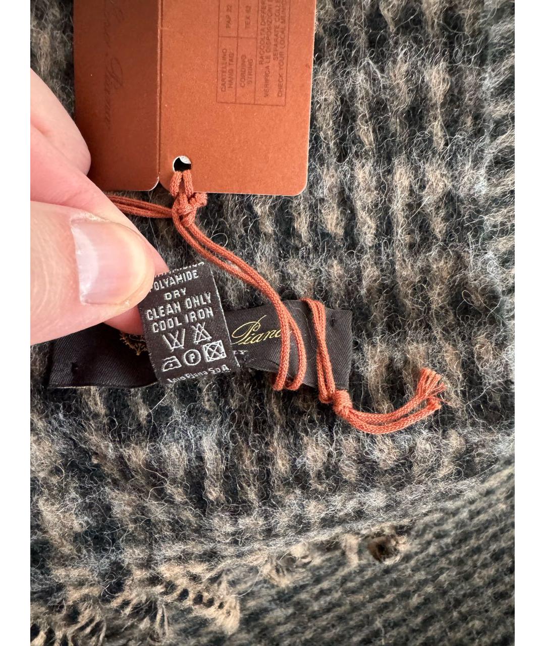 LORO PIANA Коричневый кашемировый шарф, фото 4