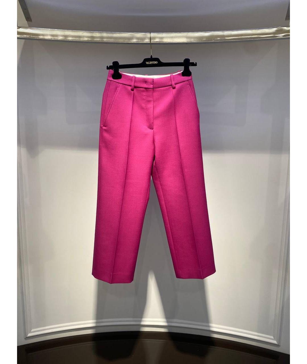 VALENTINO Фуксия шелковые прямые брюки, фото 3