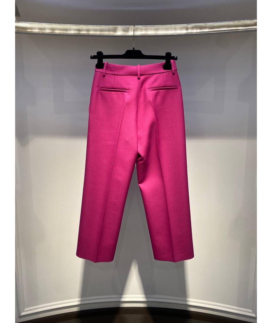 VALENTINO Фуксия шелковые прямые брюки, фото 2