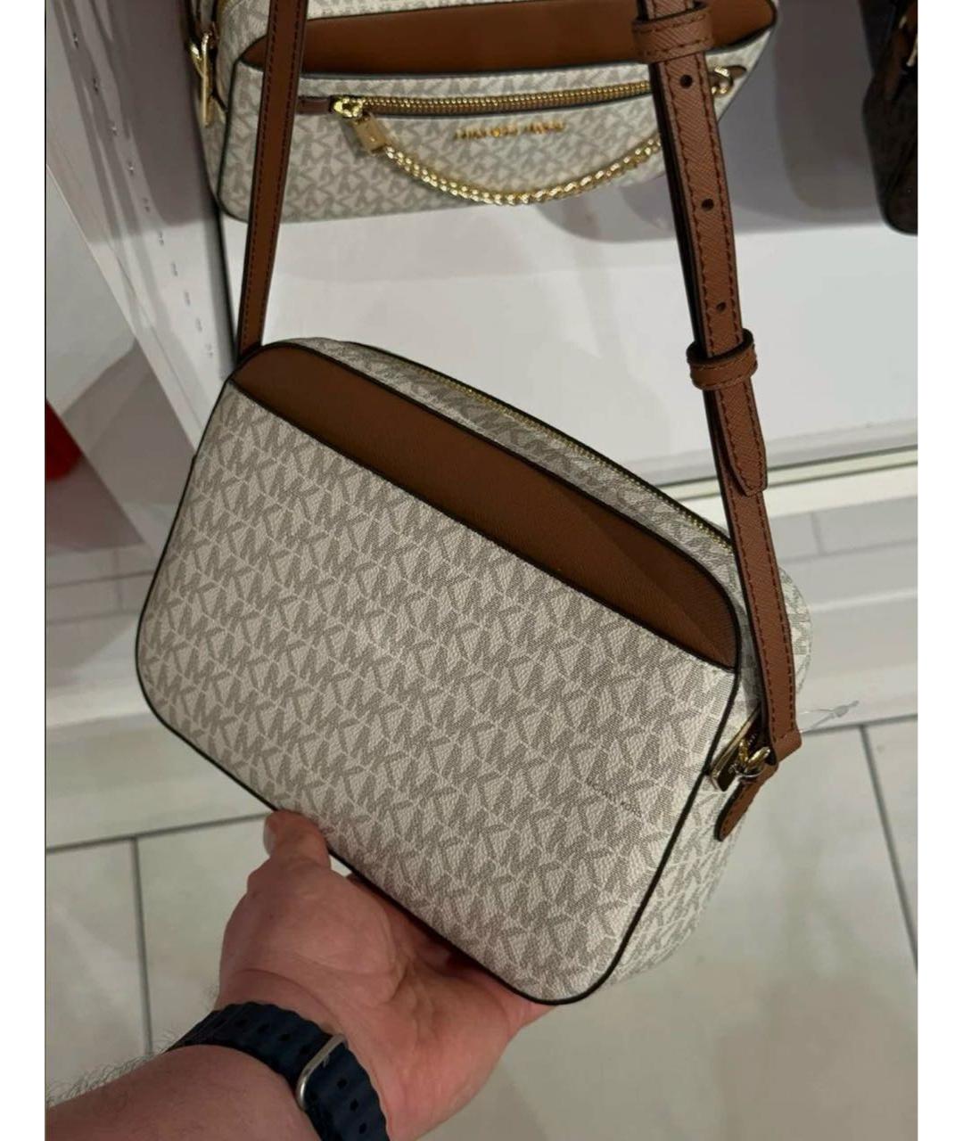 MICHAEL KORS Бежевая кожаная сумка через плечо, фото 3