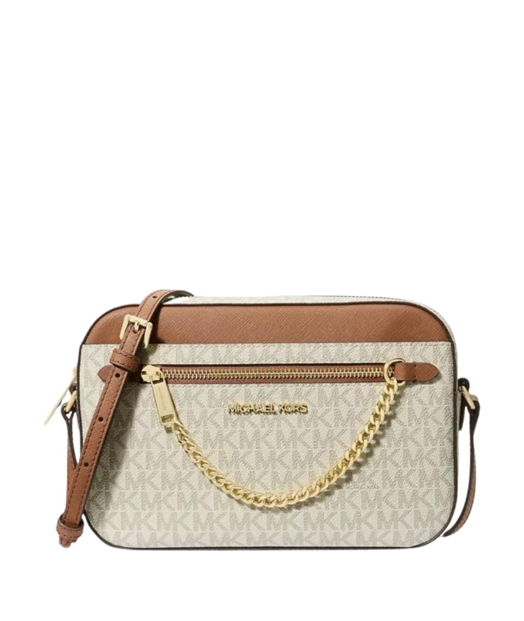 MICHAEL KORS Бежевая кожаная сумка через плечо, фото 1