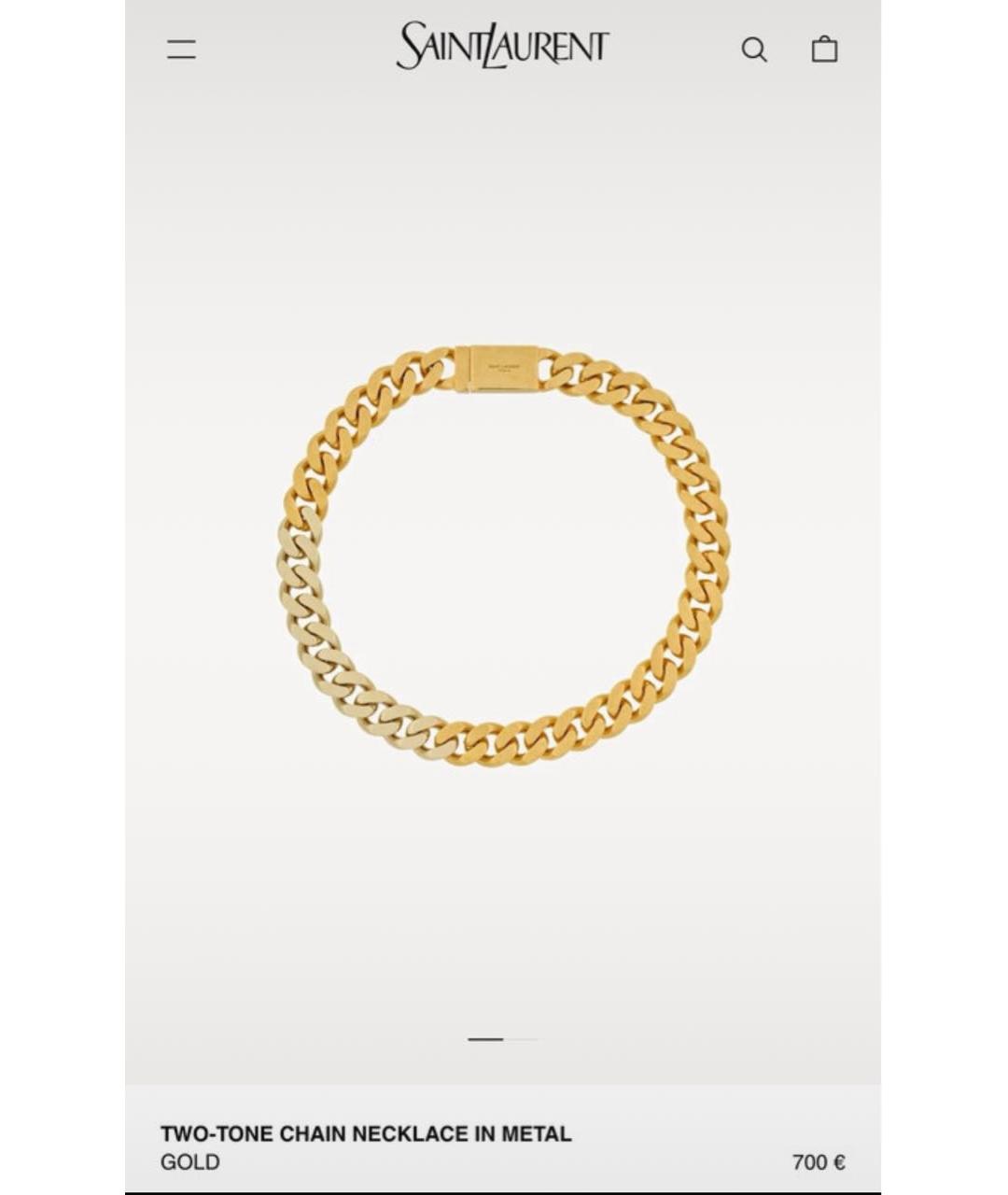 SAINT LAURENT Золотое металлическое колье, фото 7