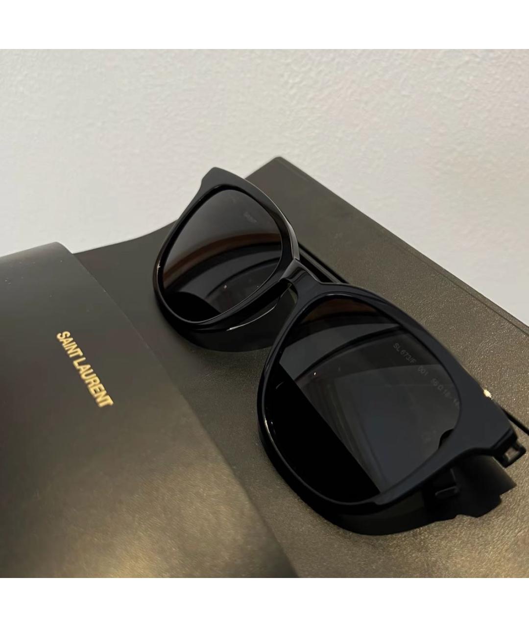 SAINT LAURENT Черные пластиковые солнцезащитные очки, фото 2
