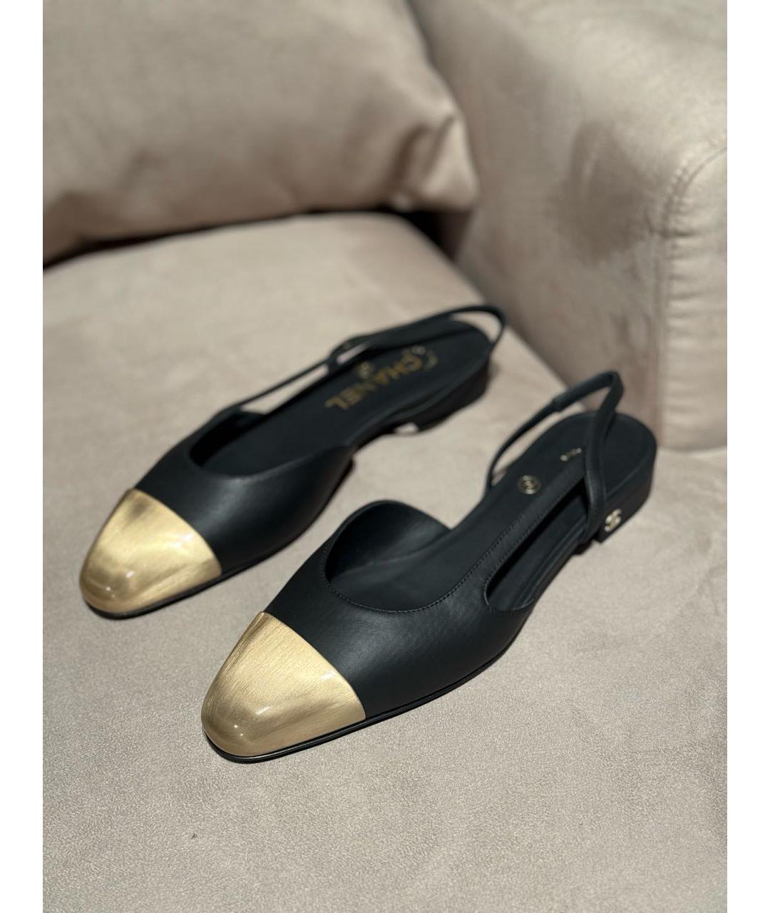 CHANEL Черные кожаные балетки, фото 8