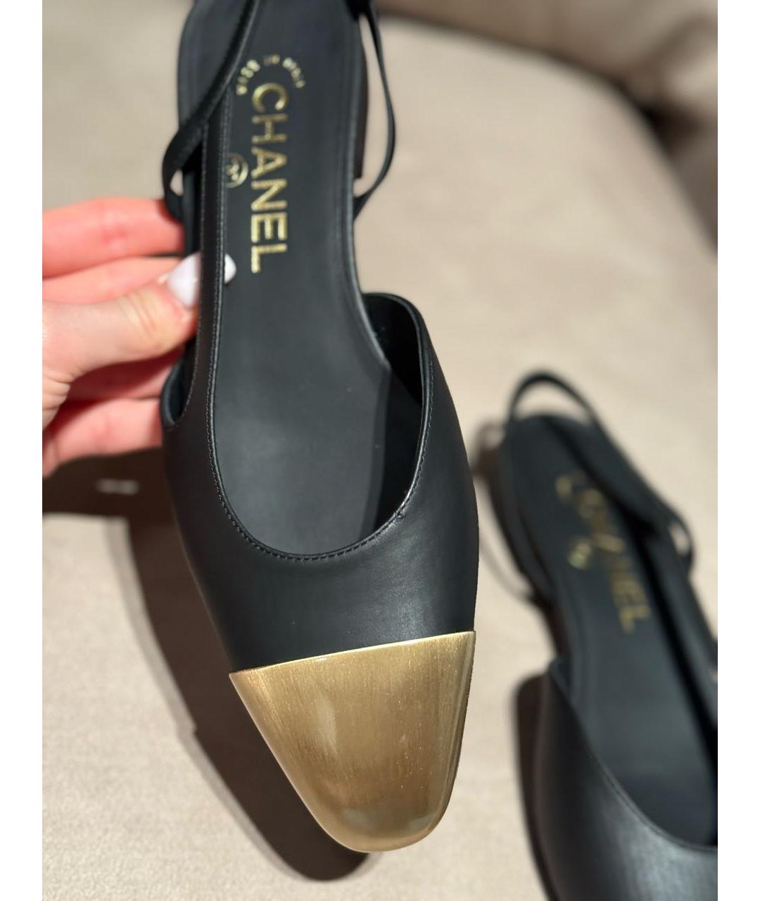 CHANEL Черные кожаные балетки, фото 5