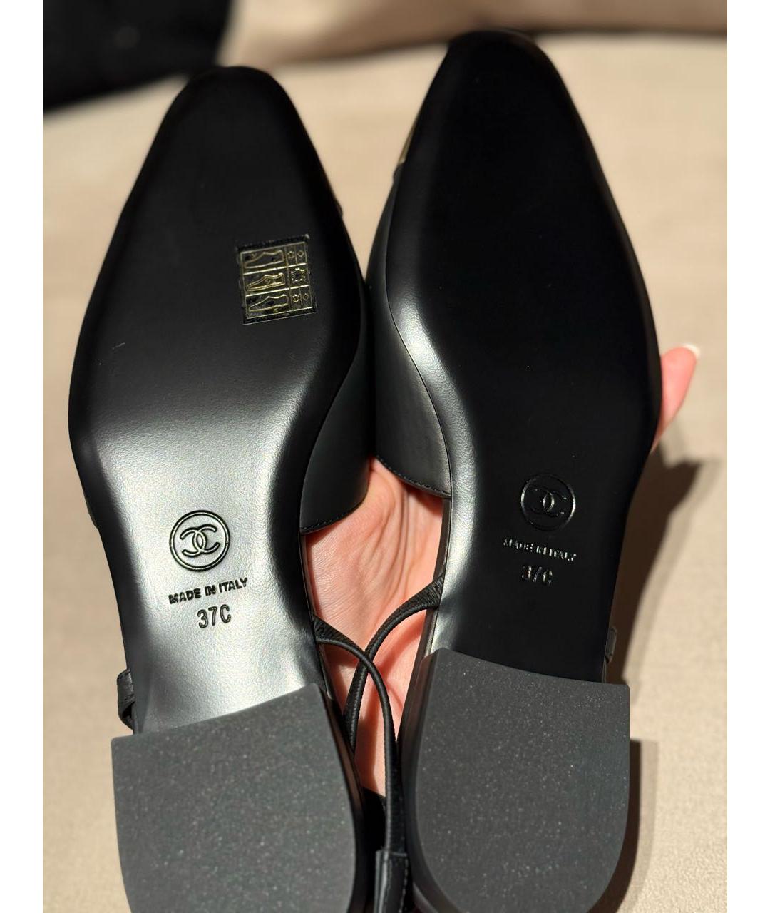CHANEL Черные кожаные балетки, фото 3