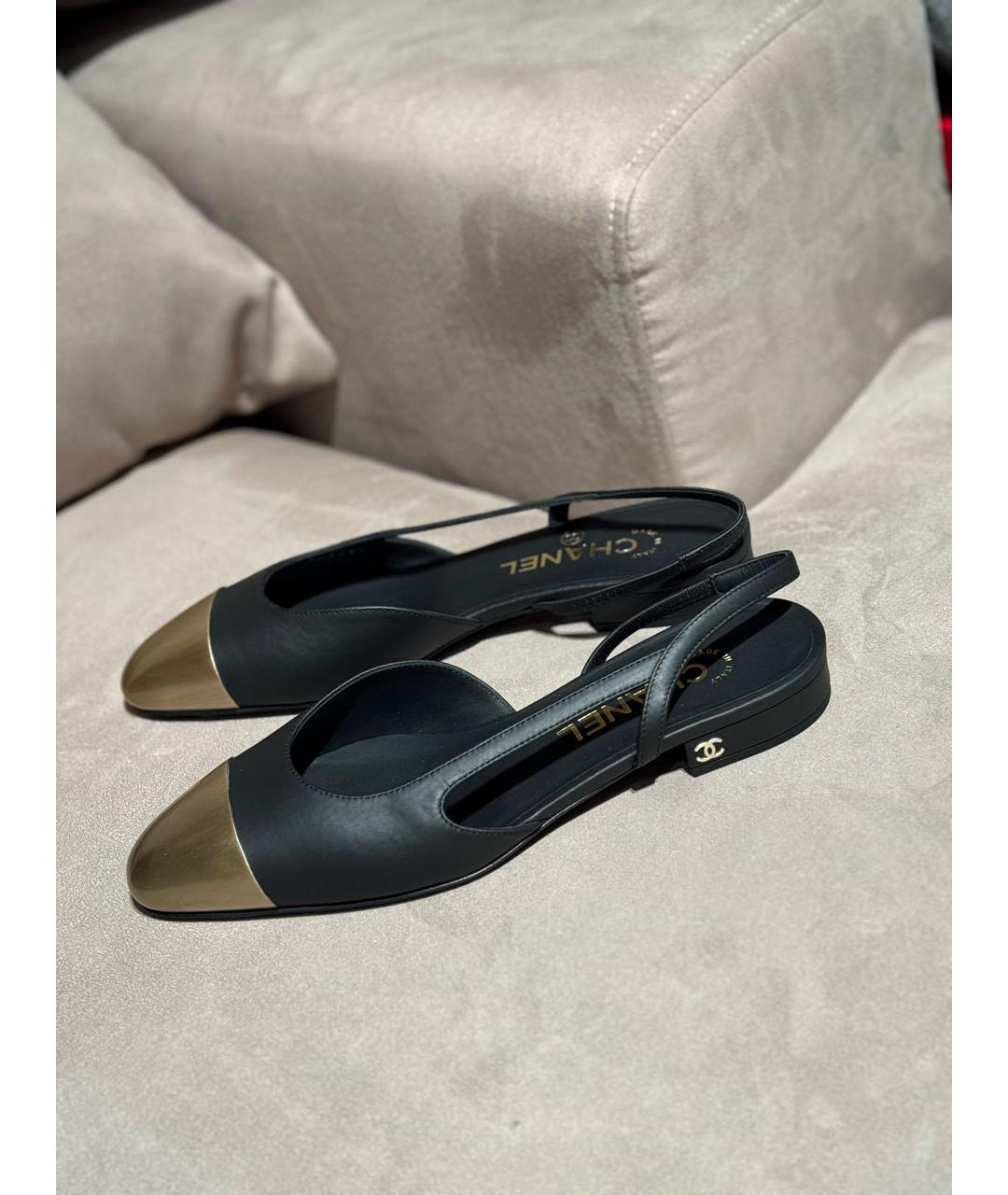 CHANEL Черные кожаные балетки, фото 6
