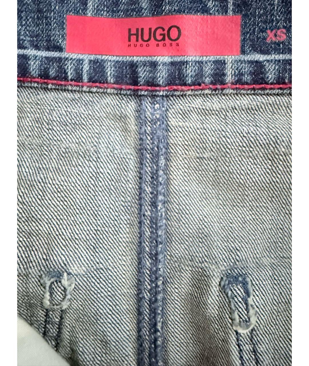 HUGO BOSS Синяя хлопковая юбка мини, фото 4