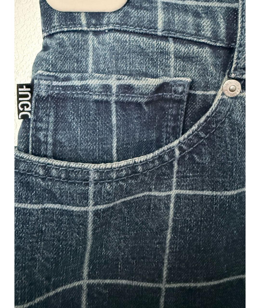 HUGO BOSS Синяя хлопковая юбка мини, фото 6