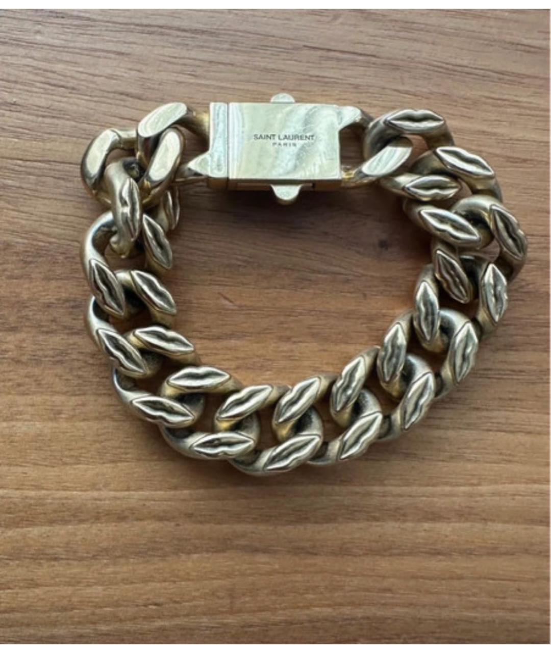 SAINT LAURENT Золотой металлический браслет, фото 4