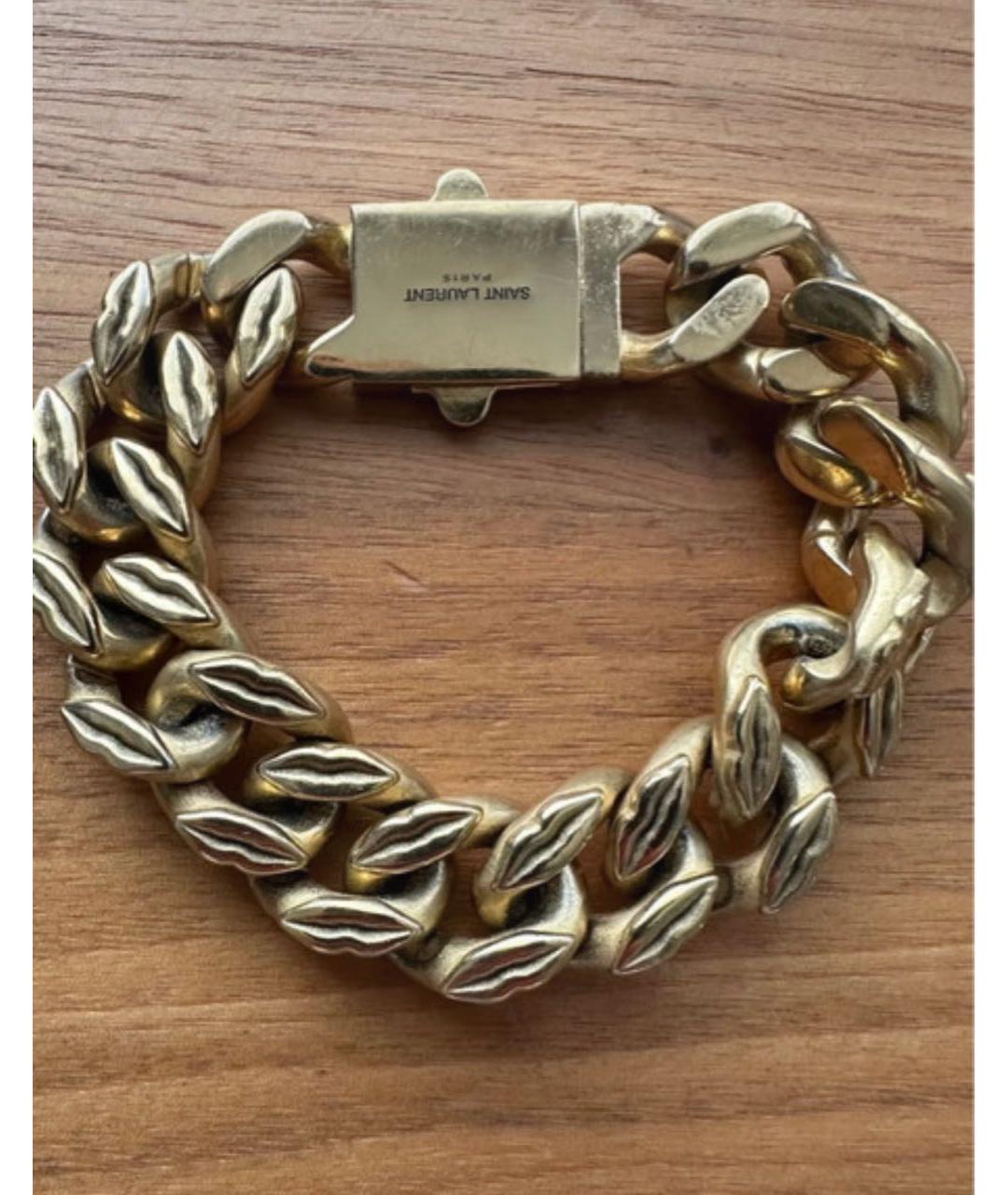 SAINT LAURENT Золотой металлический браслет, фото 2